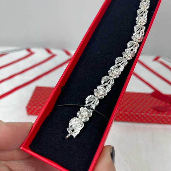 Silver Bracelet with Flowers Roses Made in Italy - Picture 2 of 4